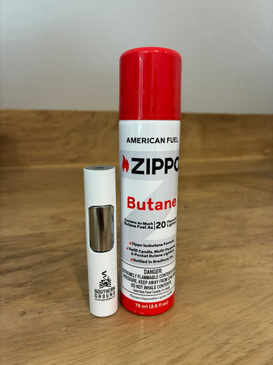 Torch Lighter & Butane Refill - White